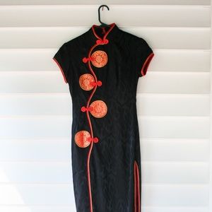 M Traditional Black and Red Dress